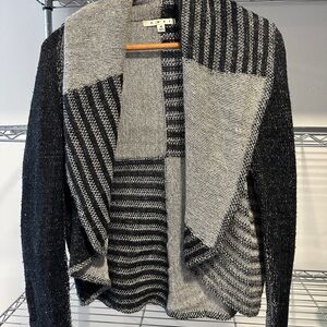 Vintage Cabi Black and Gray Striped Cardigan Round Neck Size M